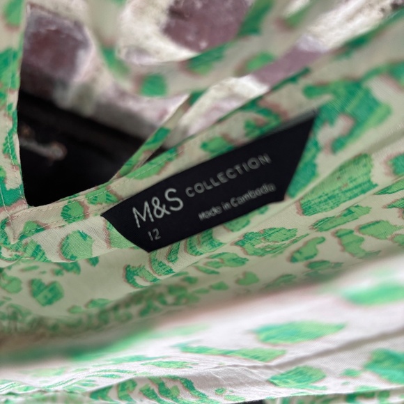 Marks & Spencer Collection Maxi Dress UK 12 Green Leopard Animal Print - Picture 5 of 5